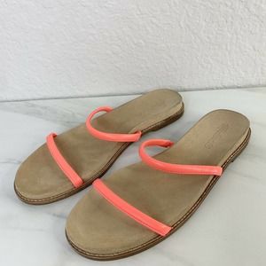 Madewell PARIS Slide Sandals Electric Pink Leather Straps Size 8 $78 AM236